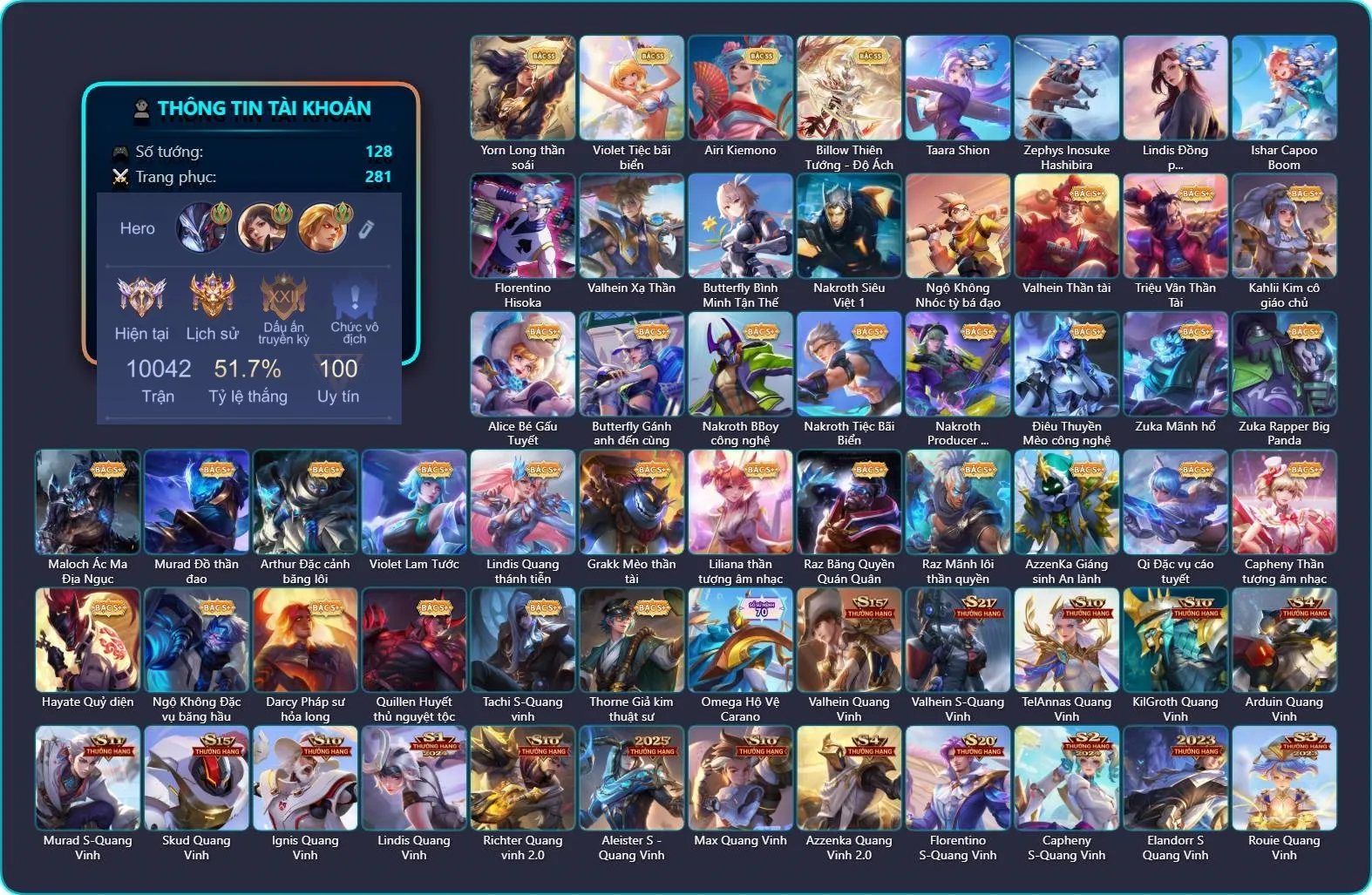 ACC 1 TRIỆU – FULL TƯỚNG, NHIỀU SKIN