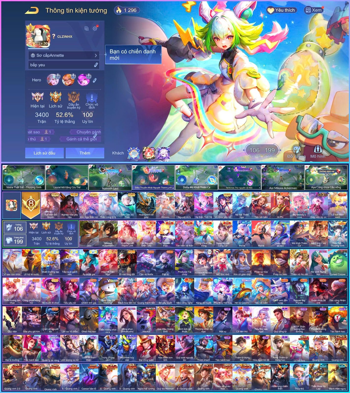 ACC 6 TRIỆU 2 – KHO SKIN ĐỦ MỌI HỆ